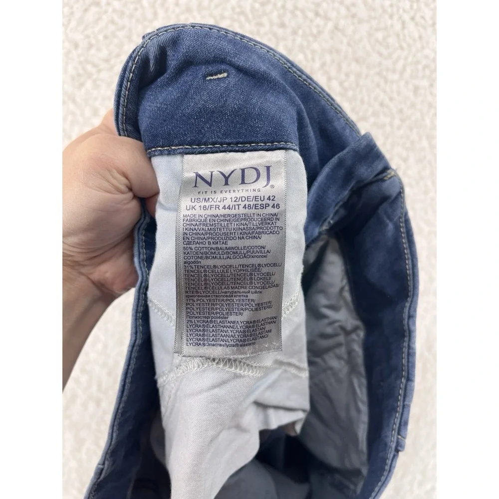NYDJ Mona Wide Leg Jeans Women's 12 High Rise Medium Blue Denim Wash Baggy
